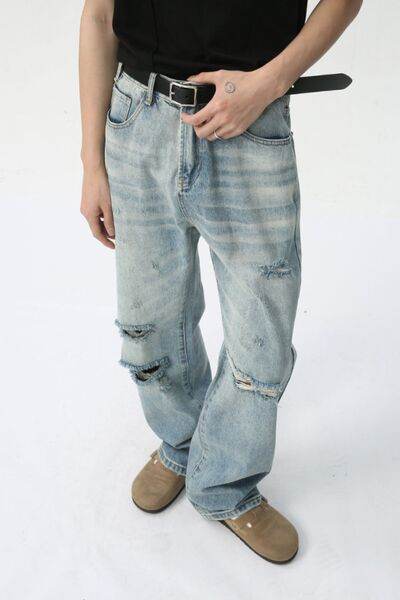 Distressed Wide Leg Jeans - Hovatok