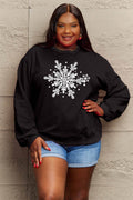 Simply Love Full Size Snowflake Graphic Sweatshirt - Hovatok