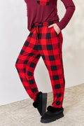Zenana Full Size Plaid Round Neck Top and Pants Pajama Set - Hovatok