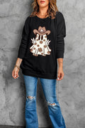 Ghost Round Neck Long Sleeve Sweatshirt - Hovatok