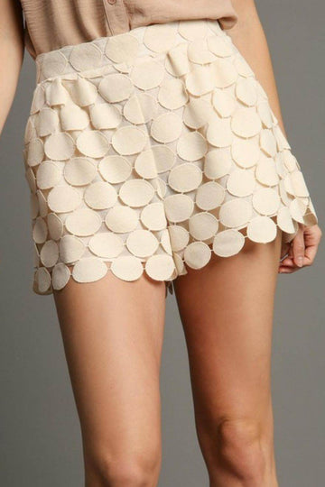 Umgee Full Size Polka Dot Lace Shorts Plus Size - Hovatok