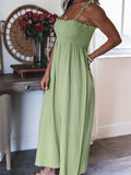 Full Size Smocked Spaghetti Strap Wide Leg Jumpsuit - Hovatok