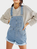 Pocketed Square Neck Wide Strap Denim Overalls - Hovatok