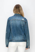 RISEN Full Size Distressed Button Up Jacket - Hovatok