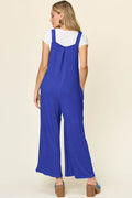 Double Take Full Size Texture Sleeveless Wide Leg Overall - Hovatok