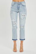 RISEN Mid-Rise Sequin Patched Jeans - Hovatok