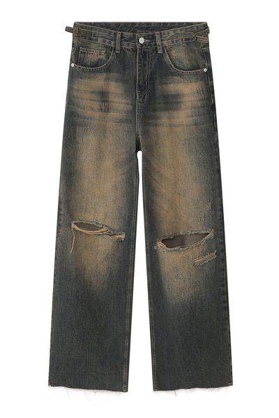 Distressed Wide Leg Jeans - Hovatok