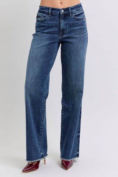 Judy Blue Full Size Raw Hem Mid Rise Jeans - Hovatok