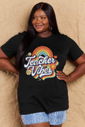 Simply Love Full Size TEACHER VIBES Graphic Cotton T-Shirt - Hovatok