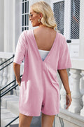Lovelet Backless Round Neck Half Sleeve Romper - Hovatok
