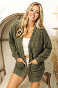 BiBi Checkered Long Sleeve Open Front Cardigan - Hovatok