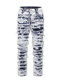 Men's Distressed Raw Hem Straight Jeans - Hovatok
