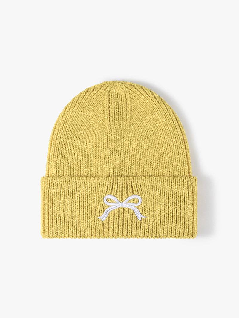 Embroidered Bow Knit Hat - Hovatok
