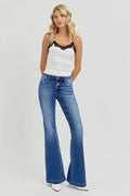 RISEN Full Size Low Rise Flare Jeans with Pockets - Hovatok