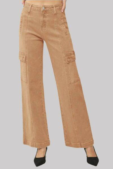 RISEN Full Size High Rise Wide Leg Cargo Jeans - Hovatok