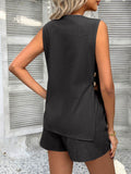 Devine Button Down V-Neck Tank and Shorts Set - Hovatok