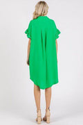 Mittoshop Button Down Flounce Sleeve Dress with Pockets - Hovatok