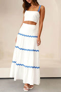 Contrast Trim Cami and Maxi Skirt Set - Hovatok