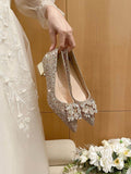 Glitter Point Toe Block Heel Pumps - Hovatok