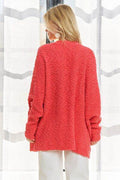 ADORA Popcorn Knit Open Front Long Sleeve Cardigan - Hovatok