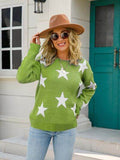 Angel Wings Star Round Neck Dropped Shoulder Sweater - Hovatok