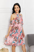Sew In Love Full Size Fresh-Cut Flowers Cold-Shoulder Dress - Hovatok