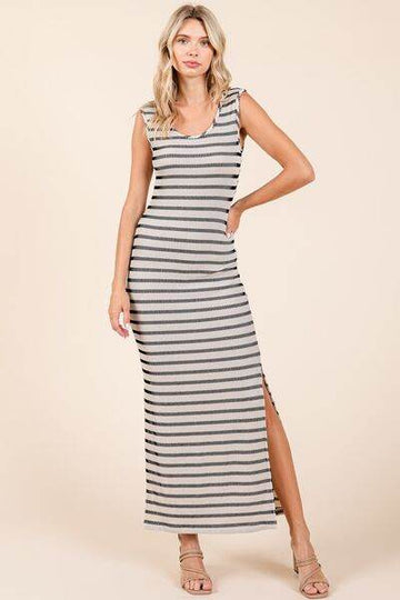 Mittoshop Striped Scoop Neck Sleeveless Maxi Dress - Hovatok