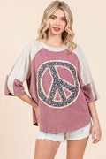 Mittoshop Peace Sign Patch Mineral Washed T-Shirt - Hovatok