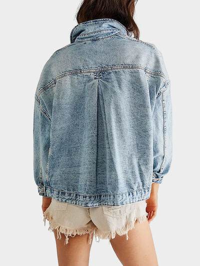 Button Up Long Sleeve Denim Jacket - Hovatok