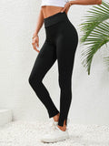 High Waist Slit Leggings - Hovatok