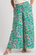 Umgee Full Size Mixed Print High Waist Wide Leg Pants Plus Size - Hovatok