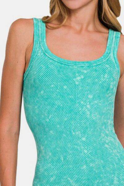 Zenana Ribbed Scoop Neck Tank - Hovatok