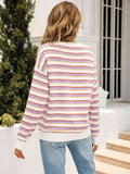 Angel Wings Striped Drop Shoulder Knit Top - Hovatok