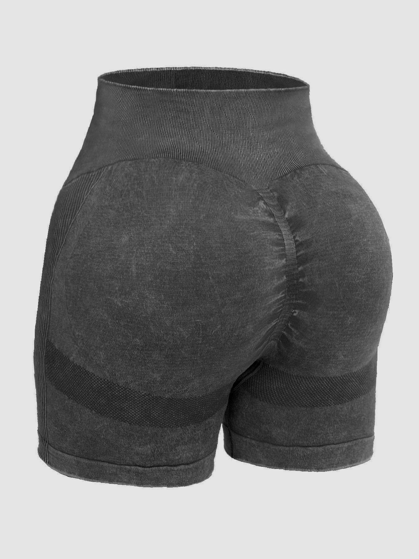 Washed High Waist Active Shorts - Hovatok