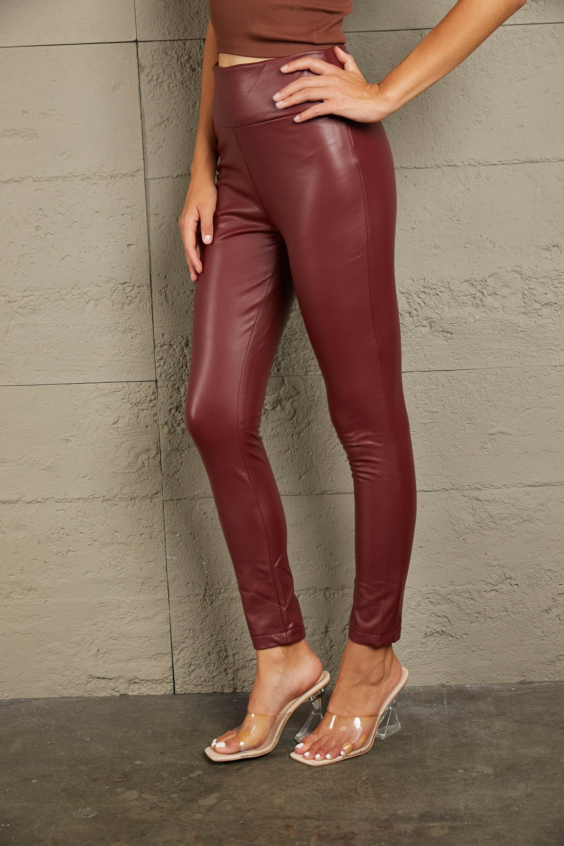 Ivy Lane PU High Waist Straight Pants - Hovatok