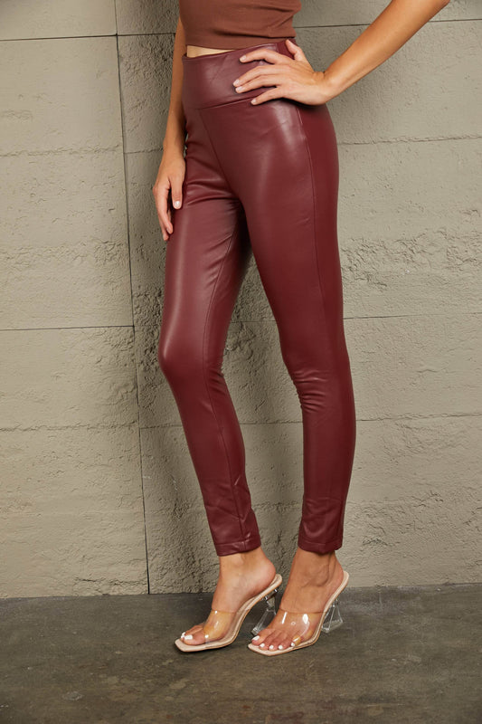 Ivy Lane PU High Waist Straight Pants - Hovatok