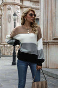 Angel Wings Color Block Round Neck Sweater - Hovatok