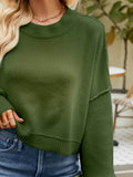 Round Neck Lantern Sleeve Sweater - Hovatok