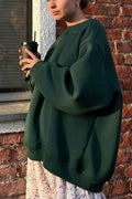 Oversize Round Neck Dropped Shoulder Sweatshirt - Hovatok