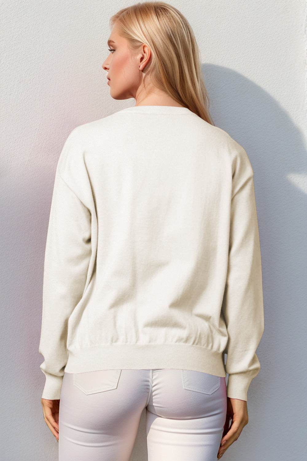 Double Take Full Size Nutcracker Sequin Long Sleeve Sweater - Hovatok