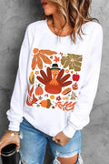 Graphic Round Neck Long Sleeve Sweatshirt - Hovatok