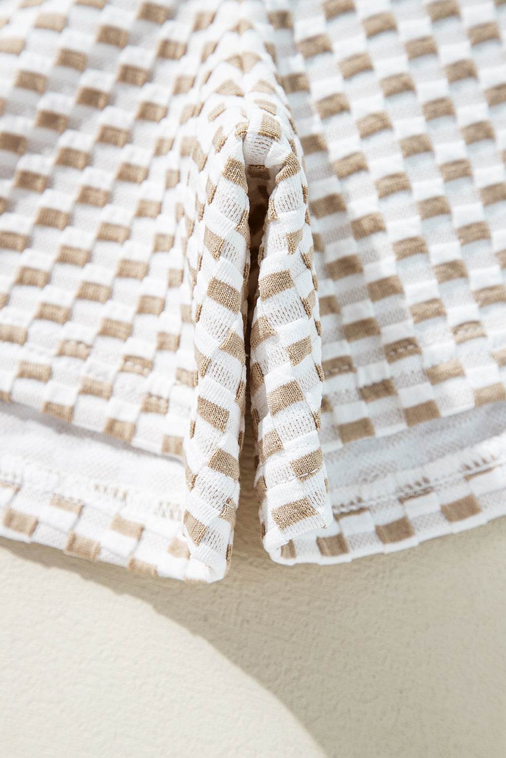 Ruffled Round Neck Checkered Top and Shorts Set - Hovatok