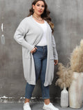 Plus Size Long Sleeve Pocketed Cardigan - Hovatok
