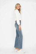 Judy Blue Full Size Tummy Control Back Embroidered Pocketed Bootcut Jeans Plus Size - Hovatok