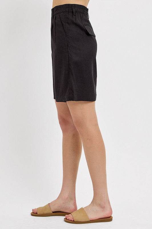 RISEN High Rise Pleated Front Shorts - Hovatok