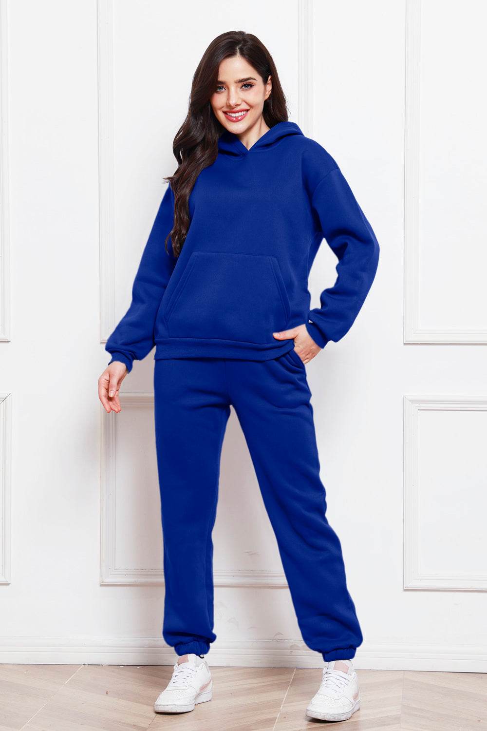 Drop Shoulder Long Sleeve Hoodie and Pants Set - Hovatok
