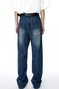 Men's Distressed Applique Straight Jeans - Hovatok