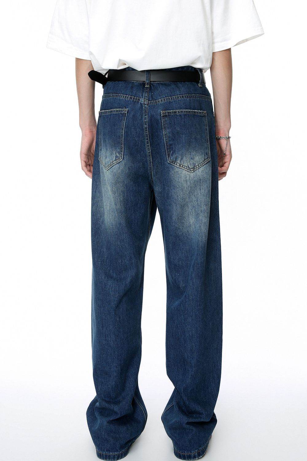 Men's Distressed Applique Straight Jeans - Hovatok