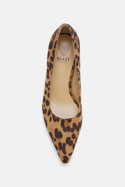 Beast Fashion Faux Suede Leopard Point Toe Pumps - Hovatok