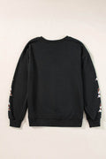 Letter Graphic Bow Long Sleeve Sweatshirt - Hovatok
